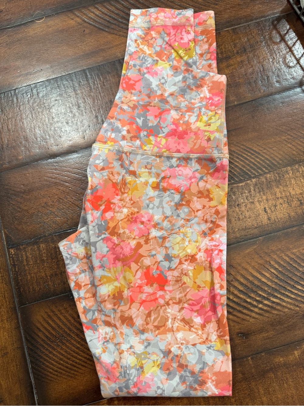 lululemon athletica Kids Floral Print Leggings - Coral, Pink & Yellow